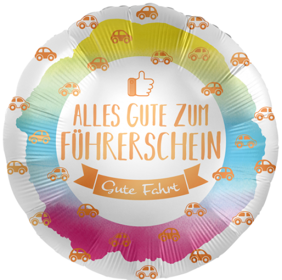 Folienballon - "Alles Gute zum Führerschein - rund - 43 cm