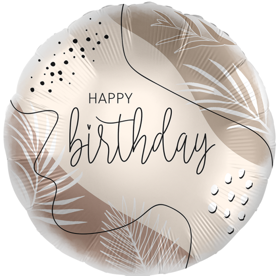 Folienballon - Happy Birthday - Natürliche Farben - 43 cm