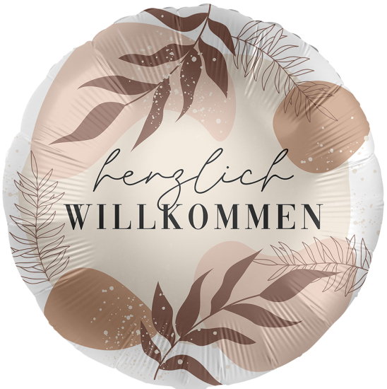 Folienballon - Willkommen - Wildblumen - rund - Satin - 43 cm