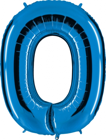 Folienballon Riesenzahl "0", blau, 102 cm