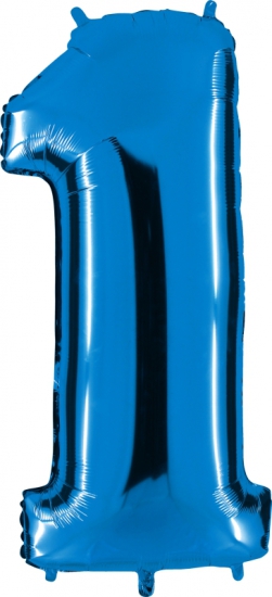 Folienballon Riesenzahl "1", blau, 102 cm