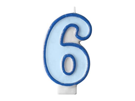Tortenkerze - Zahlenkerze - blau - "6" - 7 cm