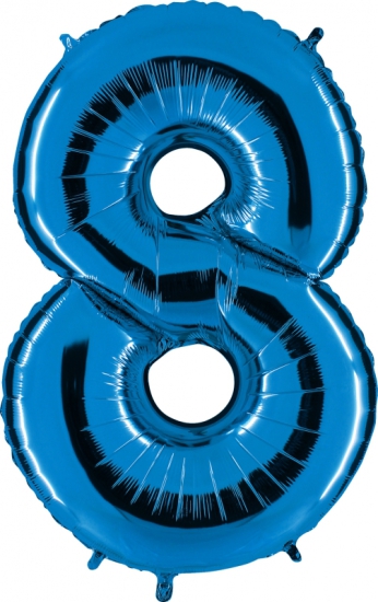 Folienballon Riesenzahl "8", blau, 102 cm