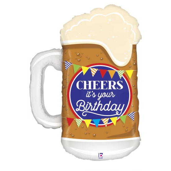 XL Folienballon Cheers - Birthday - Bierkrug - 86 cm