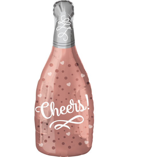 Folienballon - "Cheers" - Champagnerflasche - roségold - 66 cm