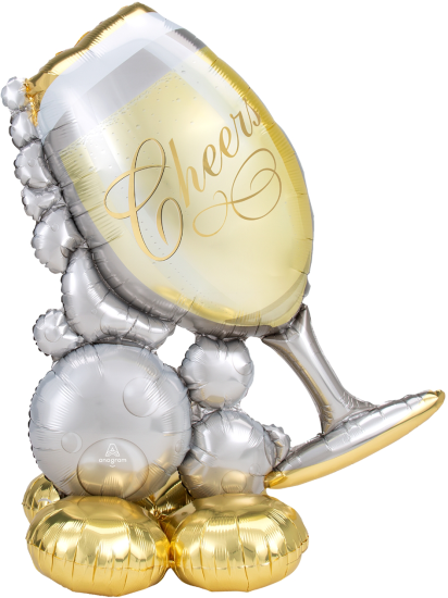 XXL Airloon - luftgefüllte Ballonskulptur - Champagner - Sektglas - "Cheers" - 129 cm