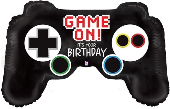 XXL - Folienballon - Happy Birthday - Controller - "Game On!" - 91 cm