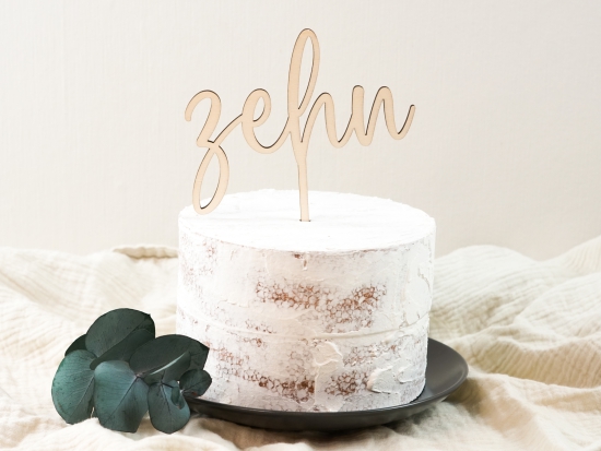 Cake Topper aus Holz - Jahreszahlen in Schreibschrift - Tortenstecker - Kuchenstecker