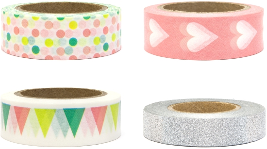 Dekoratives Washi Tape - Deko Klebeband - 4-teilig