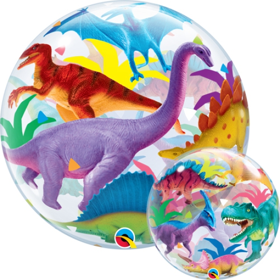 XL Ballon - Farbenfrohe Dinosaurier - transparent - 56 cm