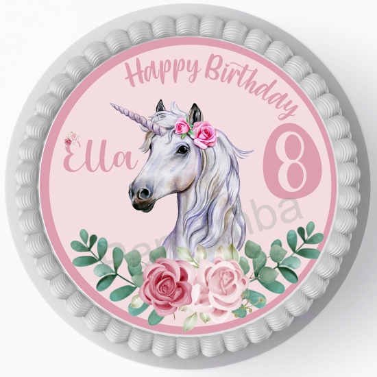 Tortenaufleger - Tortenbild - Edles Einhorn - Unicorn - Personalisierbar