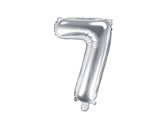 Folienballon - "7" - silber- metallic - 35 cm