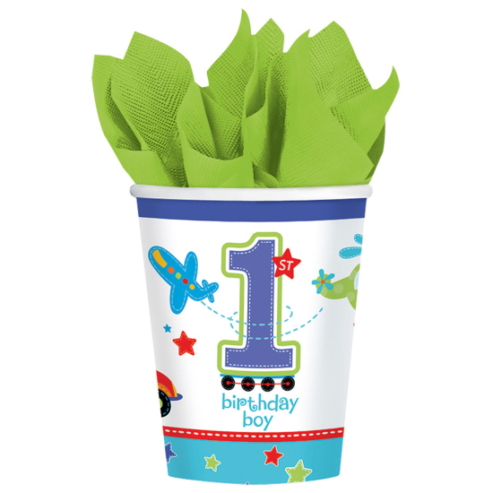 8 Becher - 1. Geburtstag - 1st Birthday - Boy - Alle an Bord - 266 ml