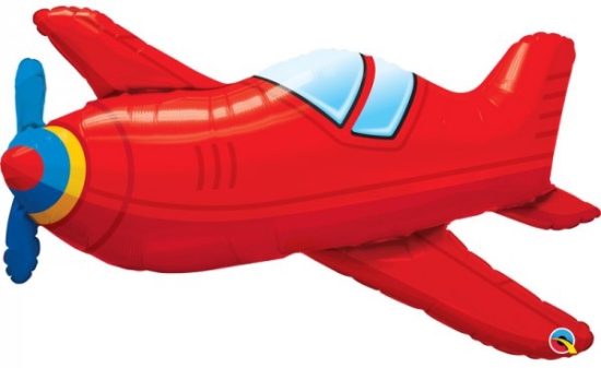 XL Folienballon "rotes Flugzeug" - Proppellermaschine - 91 cm