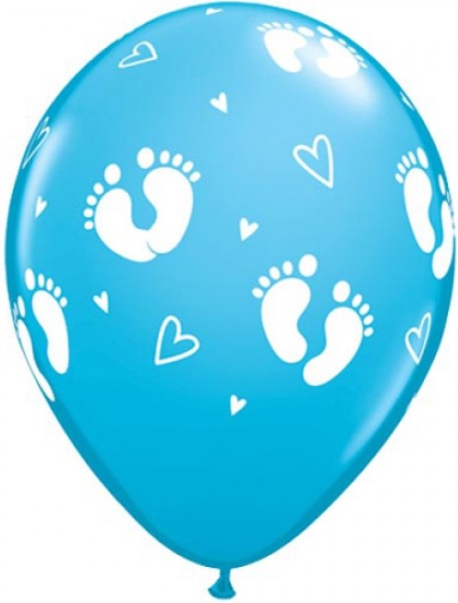 Latexballon - Baby - Fußspuren - blau - 28 cm