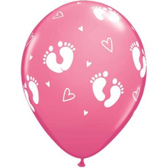 Latexballon - Baby - Fußspuren - rosa - 28 cm