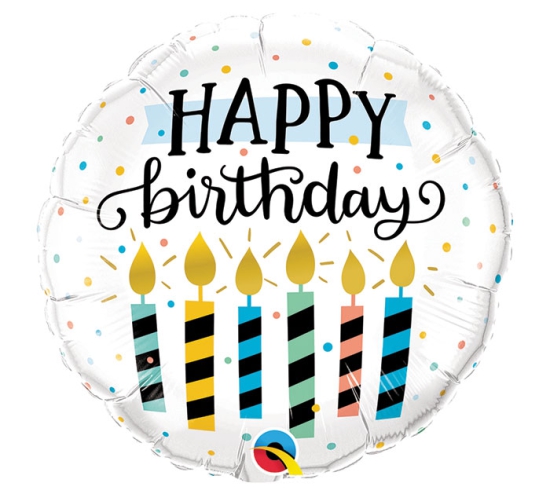 Folienballon - Happy Birthday - Geburtstagskerzen - 46 cm