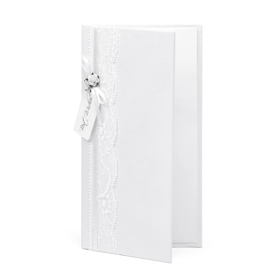 Geldumschlag - Geldgeschenk - "weiße Spitze" - 10,5 x 19,5 cm