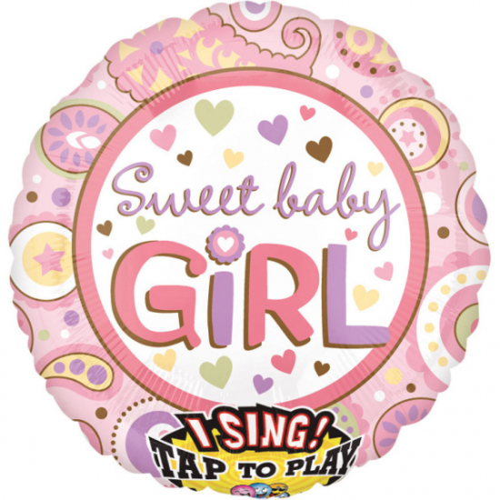 XL Folienballon - singend - Sweet Baby Girl - 71 cm