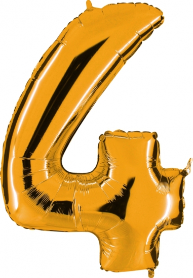 Folienballon Riesenzahl "4", gold, 102 cm