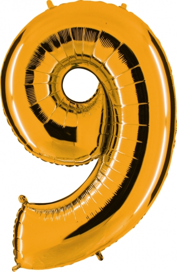 Folienballon Riesenzahl "9", gold, 102 cm