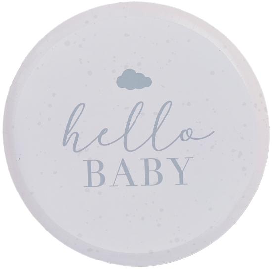 Ginger Ray - 8 Neutrale Babyparty Teller Hallo Baby