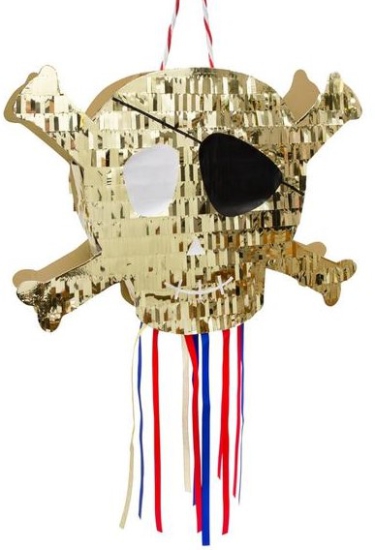 MeriMeri - goldener Totenschädel mit Knochen - Piraten - Pinata
