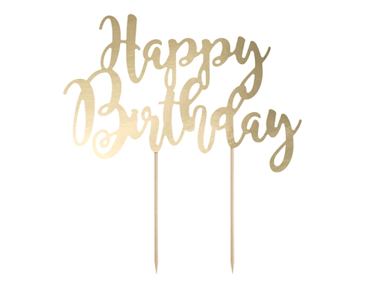 Cake Topper - Kuchendeko - "Happy Birthday" - gold