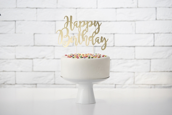 Cake Topper - Kuchendeko - "Happy Birthday" - gold
