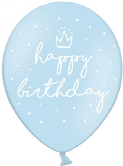 Latexballon - Happy Birthday - blau mit Krönchen - 30 cm