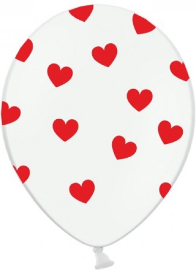 Latexballon - rote Herzen - weiß - pastell - 30 cm
