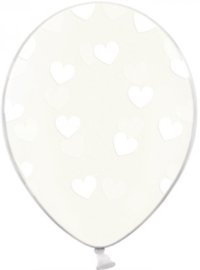 Latexballon - weiße Herzen - kristallklar - transparent - 30 cm