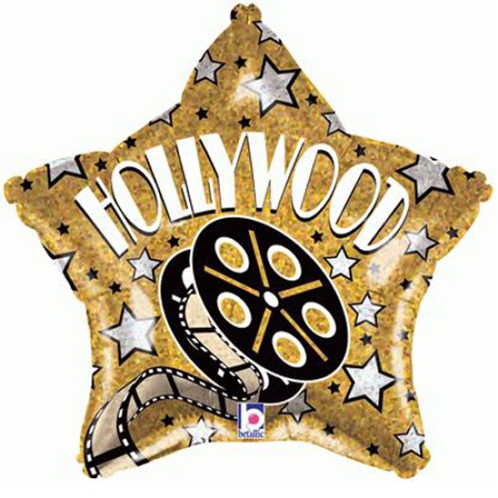 Folienballon - Hollywood - Stern - holografisch - gold - 48 cm