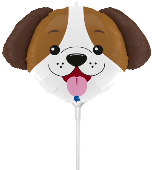 Folienballon am Stab - luftgefüllt - süßer Hund - 35 cm