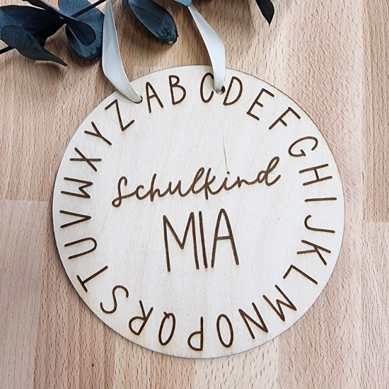 Personalisierbares Türschild - Holzschild - Einschulung - Schulkind - ABC