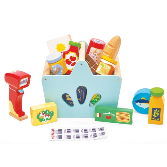 Le Toy Van - Einkaufskorb mit Scanner - Set - 16-teilig