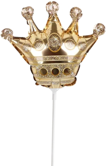 Folienballon am Stab - luftgefüllt - goldene Krone - Prinzessin - 30 cm