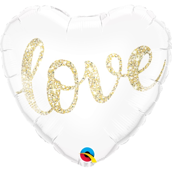 Folienballon -  Herz -  "love" -  gold -  46 cm
