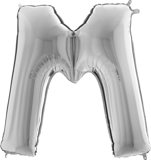 Folienballon - Riesenbuchstabe - "M" - silber - 101 cm