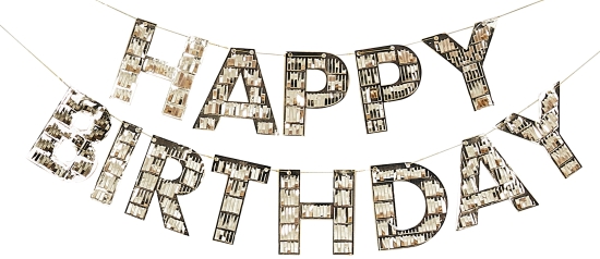 Ginger Ray - Buchstabengirlande - Happy Birthday Banner mit goldenen Fransen