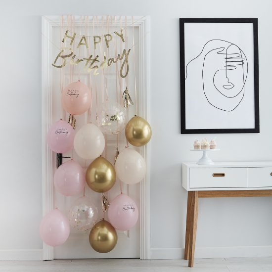 Ginger Ray - DIY Ballongirlanden-Set - Buchstabengirlande - Pink und Gold Happy Birthday