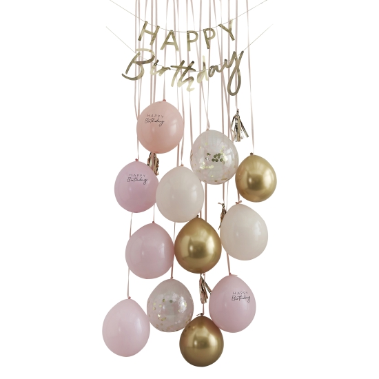 Ginger Ray - DIY Ballongirlanden-Set - Buchstabengirlande - Pink und Gold Happy Birthday