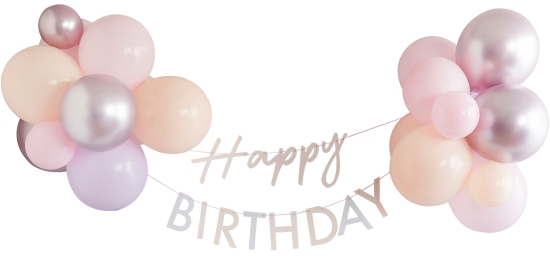 Ginger Ray - DIY Ballongirlanden-Set  Pastellrosa inklusive Buchstabengirlande Happy Birthday