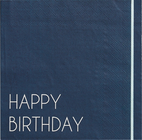 Ginger Ray - Navy Happy Birthday Papierservietten