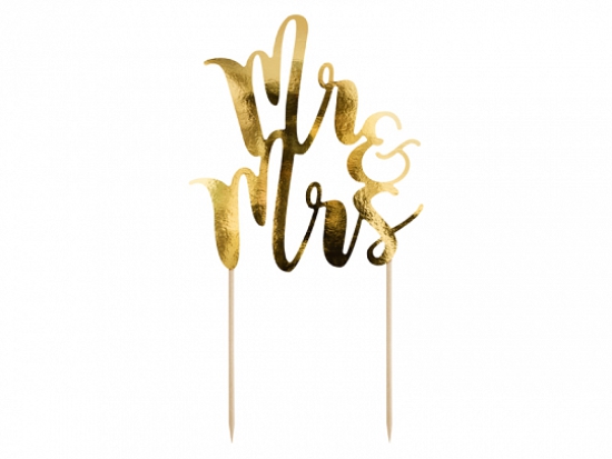 Cake Topper - Mr - Mrs - gold