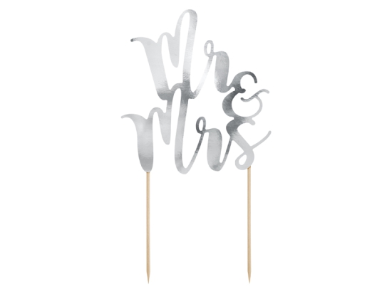 Cake Topper - Mr - Mrs - silber