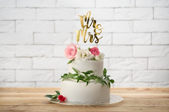 Cake Topper - Mr - Mrs - gold