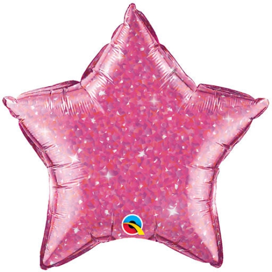Folienballon - Stern - pink - holografisch - glitzernd - 50 cm