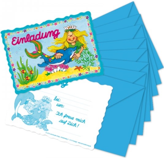 8 Einladungskarten - Lutz Mauder - Sina Seestern - Meerjungfrau - inklusive Umschläge - Papier