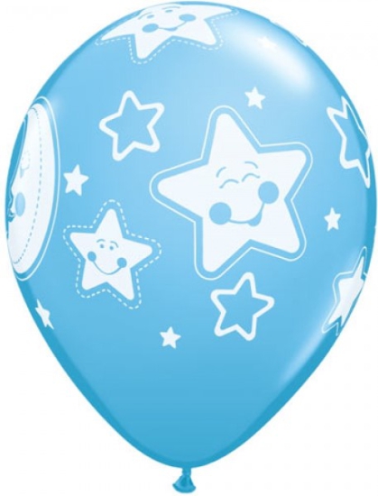 Latexballon - Mond und Sterne - blau - 28 cm